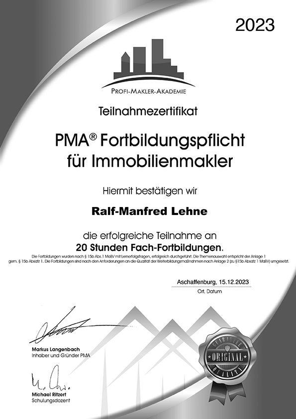 Zertifikat Immobilienmakler